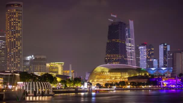 Singapore February 2019 Night Time Singapore City Marina Bay Traffic — стокове відео