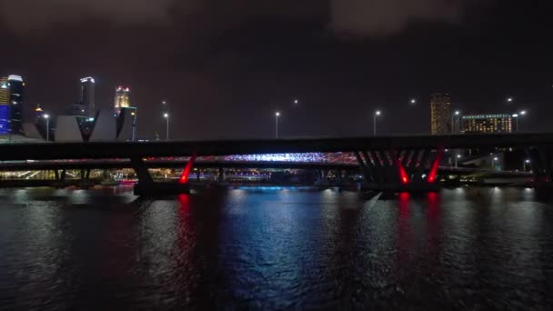 Kína Sanya Október 2019 Éjszakai Megvilágítás Sanya Város Folyóparti Közlekedési — Stock videók