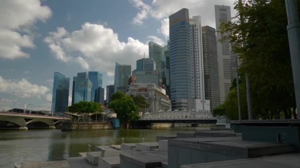 Singapur Febrero 2019 Día Tiempo Singapore Ciudad Marina Bahía Tráfico — Vídeo de stock