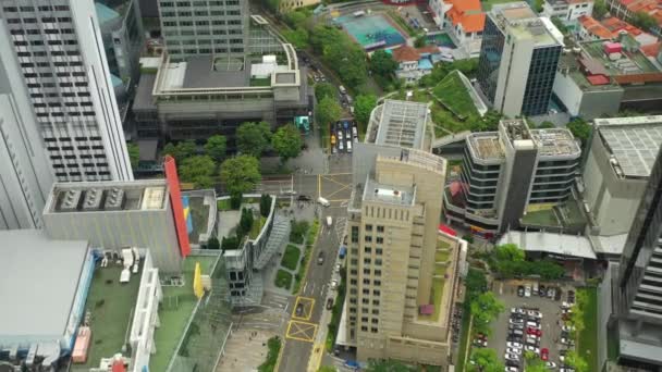 Tagesflug Über Singapore Stadtverkehr Luftbild Filmmaterial — Stockvideo