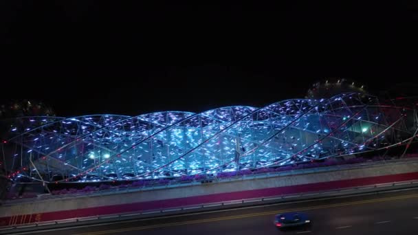 Chine Sanya Octobre 2019 Illumination Nocturne Sanya Ville Riveraine Pont — Video