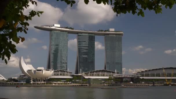 Singapur Luty 2019 Dzień Czas Singapur Miasto Marina Bay Słynny — Wideo stockowe