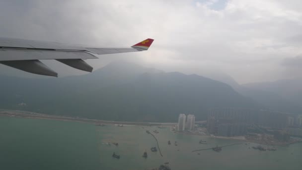 Filmagem Voo Avião Incrível Acima Hong Kong — Vídeo de Stock