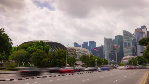 Singapore Februari 2019 Dag Tijd Singapore City Marina Bay Verkeer — Stockvideo