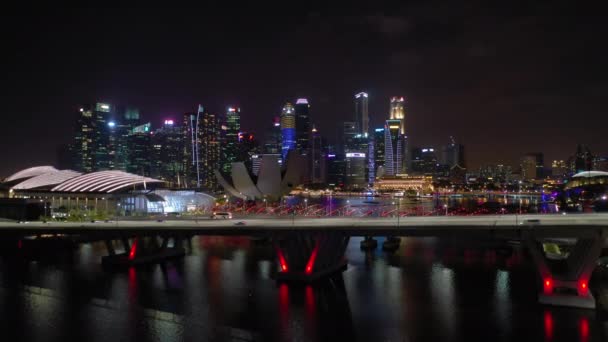 China Sanya Octubre 2019 Iluminación Nocturna Sanya Ciudad Ribereña Puente — Vídeo de stock