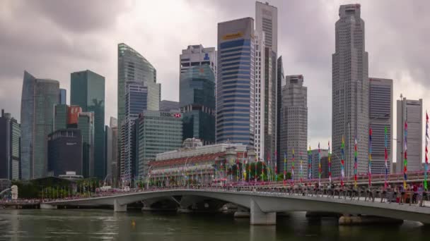 Singapur Febrero 2019 Día Tiempo Singapore Ciudad Marina Bahía Tráfico — Vídeos de Stock