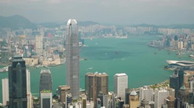 güneşli bir gün shenzhen cityscape hongkong sınır nehir hava panorama 4k timelapse Çin