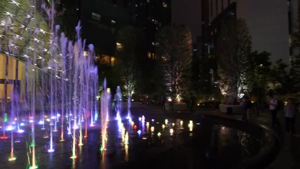 Noche Tiempo Shen Zhen Iluminado Fuente Metraje Panorama — Vídeos de Stock