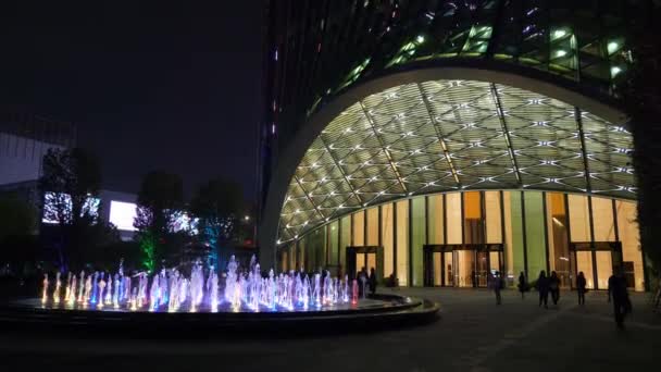 Noche Tiempo Shen Zhen Iluminado Fuente Metraje Panorama — Vídeo de stock