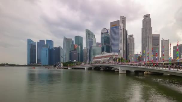 新加坡 2019年2月4日 白天新加坡城市码头湾交通航空全景4K约2月4日新加坡 — 图库视频影像
