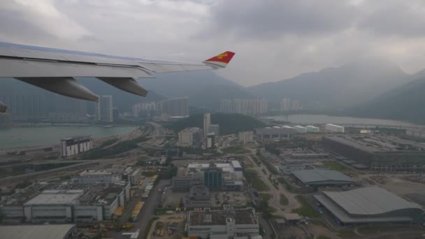 香港上空の素晴らしい飛行機の飛行映像 — ストック動画