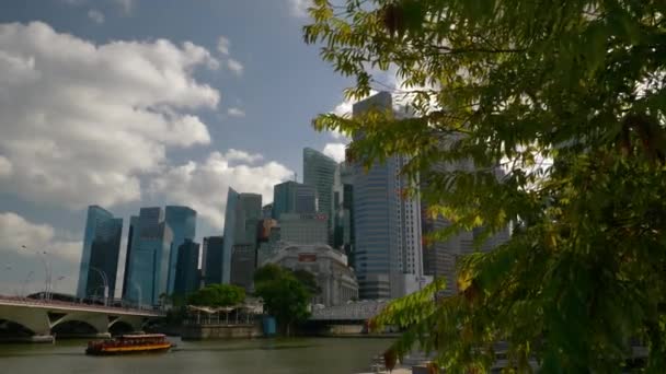 Singapur Febrero 2019 Día Tiempo Singapore Ciudad Marina Bahía Tráfico — Vídeo de stock