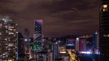 Kuala Lumpur, Malezya - 25 Haziran 2019: gece vakti kuala lumpur şehir merkezi havacılık panorama 4k zaman apse circa 25 Eylül 2018 kuala lumpur, Malezya.