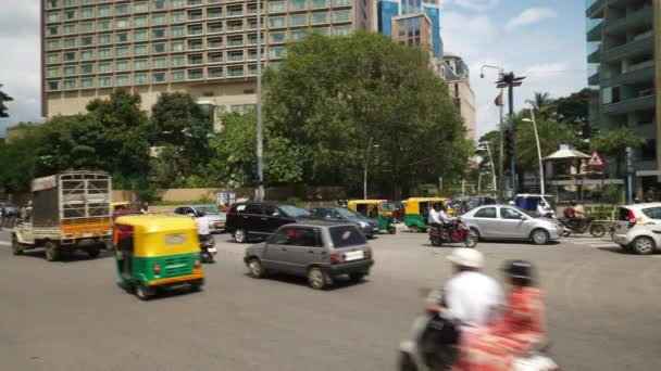 Gün Zaman Bangalore Şehir Trafik Sokak Hava Panorama Hindistan — Stok video