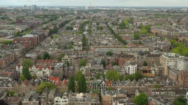 Puesta Del Sol Amsterdam Panorama Aéreo Del Centro Holanda — Vídeo de stock