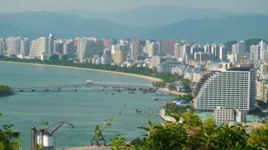 Sanya, Hainan - 30 Eylül 2018: Sanya hava deniz manzarası panorama 4k yaklaşık 30 Eylül 2018 sanya, hainan, çin. 