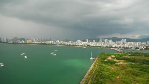 Sanya Hainan Septembre 2018 Panorama Aérien Paysage Marin Sanya Vers — Video