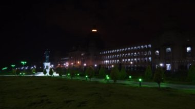 Gece Bangalore City ünlü Palace Front Square Panorama 4k Hindistan