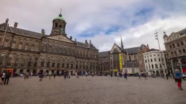 amsterdam şehir gündüz merkezi turistik kare panorama 4k timelapse hollanda