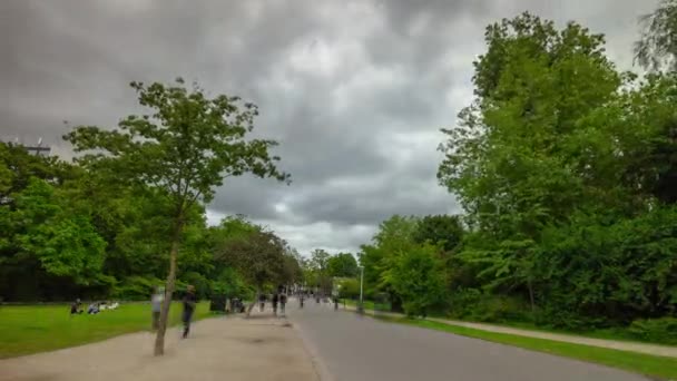 Amsterdam City Solig Dag Trångt Park Road Panorama Timelapse Nederländerna — Stockvideo