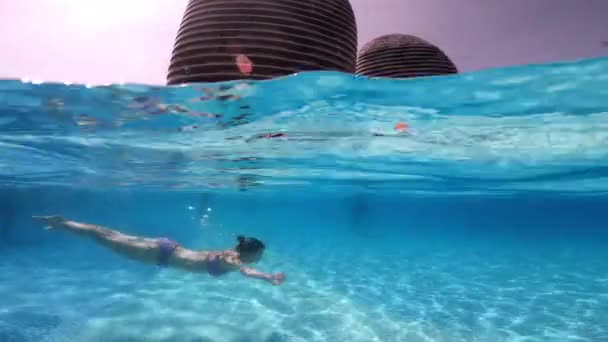 Sanya Resort Hotell Pool Vatten Panorama Hainan Kina — Stockvideo