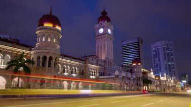 Kuala Lumpur, Malezya - 25 Haziran 2019: gece vakti kuala lumpur şehir içi trafik hava panoraması 4k timelapse yaklaşık 25 Eylül 2019 kuala lumpur, malezya.