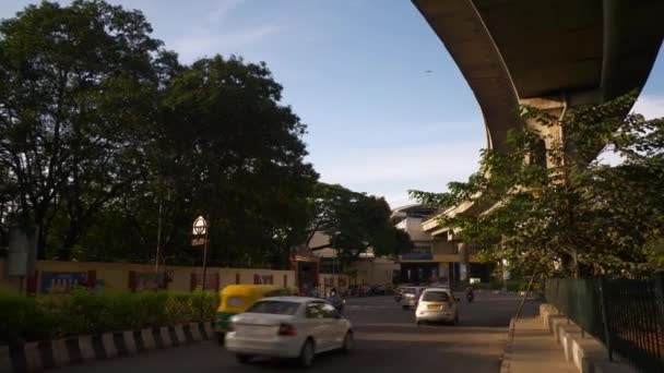 Dag Tijd Bangalore Verkeer Straat Luchtfoto Panorama India — Stockvideo