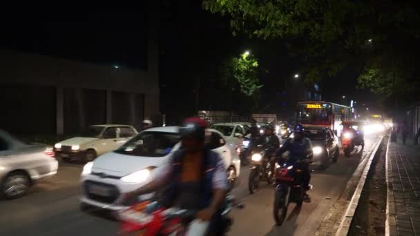 Noche Bangalore Ciudad Tráfico Calle Antena Panorama India — Vídeos de Stock