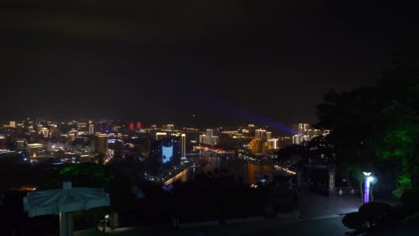 Sanya China October 2018 Night Illuminated Sanya Panorama Circa October — Stock Video