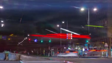 gece aydınlatma viyana şehir trafik sokak panorama 4k timelapse avusturya