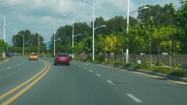 Sanya Cina Ottobre 2018 Giornata Sole Sanya City Traffic Street — Video Stock