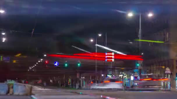 Illuminazione Notturna Vienna Traffico Cittadino Strada Panoramica Timelapse Austria — Video Stock