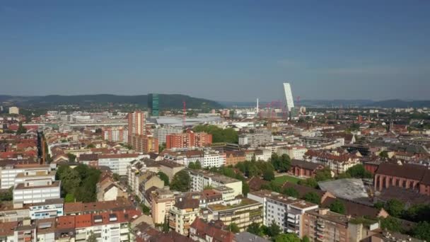 Vol Jour Été Dessus Basel City Panorama Aérien Suisse — Video