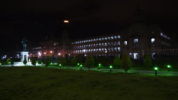 Gece Bangalore City Ünlü Palace Front Square Panorama Hindistan — Stok video