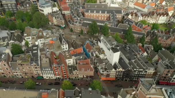 Zachód Słońca Amsterdam Centrum Lotnicze Panorama Holland — Wideo stockowe