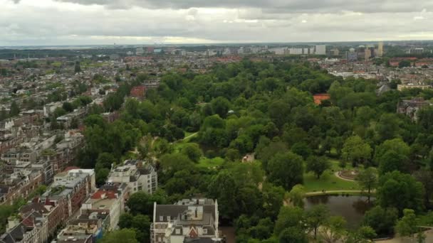 Puesta Del Sol Amsterdam Panorama Aéreo Del Centro Holanda — Vídeos de Stock