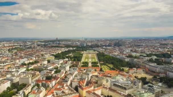 Repülés Alatt Bécs Városkép Napsütéses Nap Légi Panoráma Timelapse Ausztria — Stock videók
