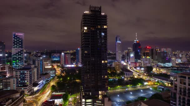 Κουάλα Λουμπούρ Μαλαισία Ιουνίου 2019 Νύχτα Kuala Lumpur Downtown Εναέρια — Αρχείο Βίντεο