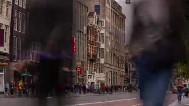 Amsterdam Ciudad Día Soleado Famoso Tráfico Calle Panorama Timelapse Países — Vídeos de Stock