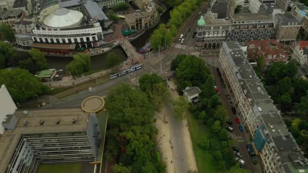 Закат Амстердам Центр Города Воздушная Панорама Голландия — стоковое видео
