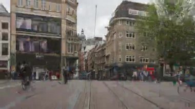 amsterdam şehir gündüz merkezi tramvay yol gezisi pov panorama 4k timelapse hollanda