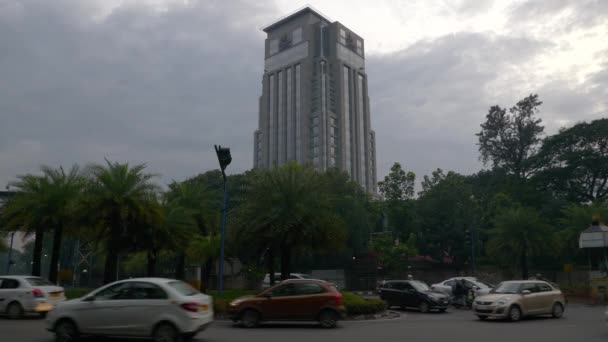 Regen Dag Tijd Bangalore Stad Verkeer Straat Antenne Panorama India — Stockvideo