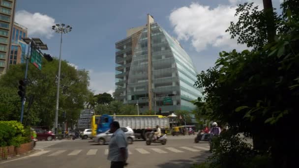 Den Čas Bangalore City Provozu Ulice Letecké Panorama Indie — Stock video