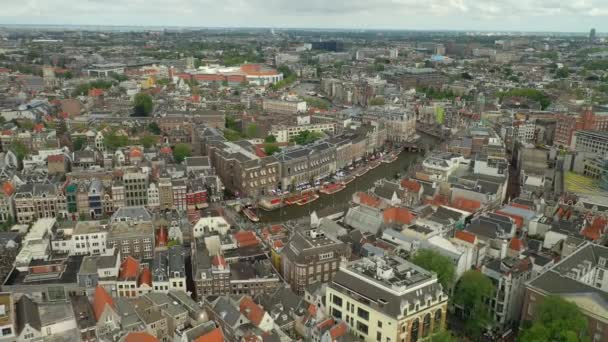 Západ Slunce Amsterdam Centrum Vzdušné Panorama Holandsko — Stock video