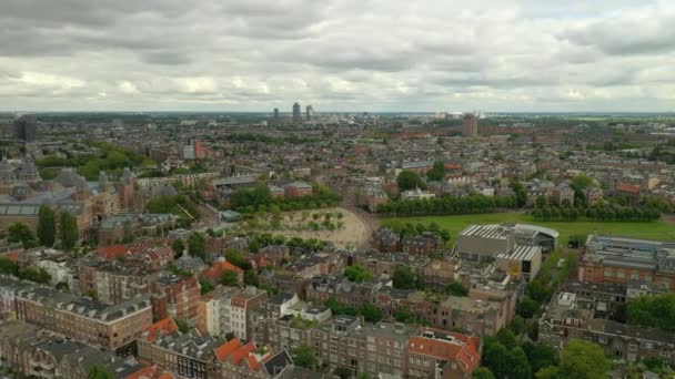 Puesta Del Sol Amsterdam Panorama Aéreo Del Centro Holanda — Vídeo de stock