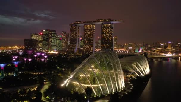 Singapore Februari 2019 Nacht Tijd Singapore City Marina Bay Beroemd — Stockvideo