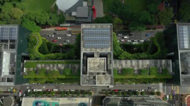 Singapur şehir trafiği hava Panorama 4k görüntüleri üzerinde gün zaman uçuş