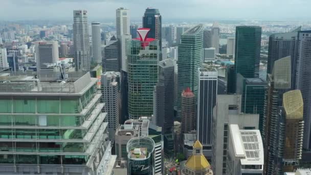 Dag Tijd Singapore Stad China Town Market Antenne Topdown Panorama — Stockvideo