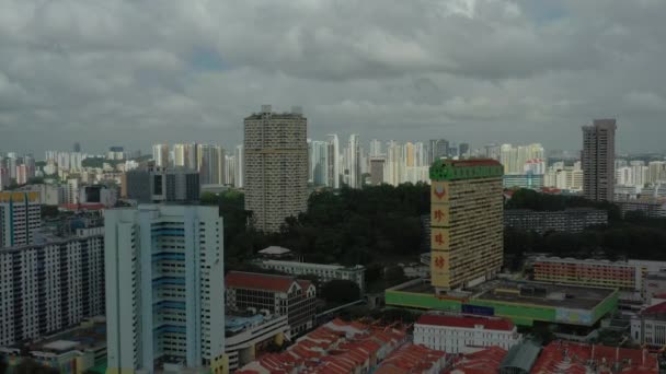 Dag Tijd Singapore Stad China Town Market Antenne Topdown Panorama — Stockvideo