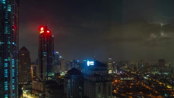 Tiempo Noche Iluminado Kuala Lumpur Paisaje Urbano Panorama Azotea Timelapse — Vídeo de stock